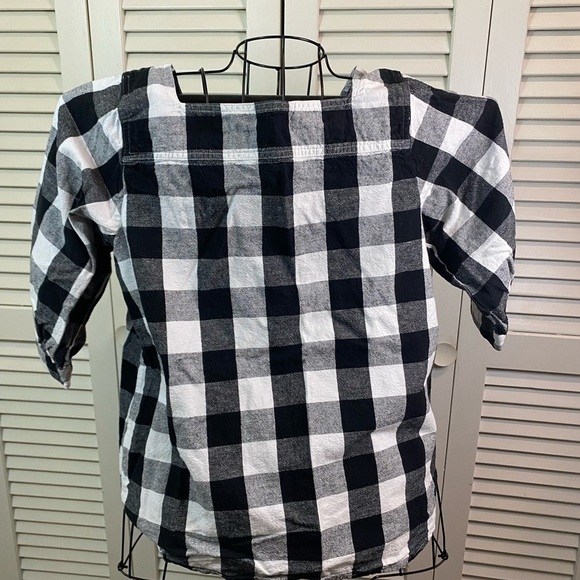 Time and Tru size small black gray white checkered 3/4 length sleeve casual - Picture 2 of 8